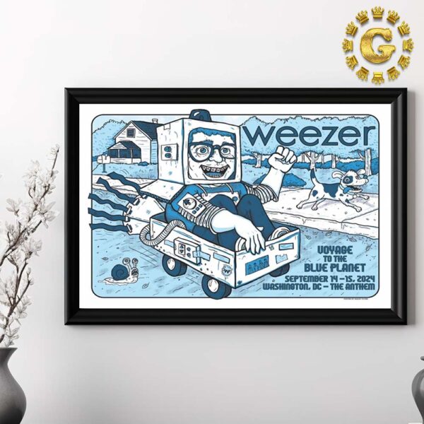 Weezer Band Yoyage To The Blue Planet Event Poster At The Anthem In Washington DC On September 14th And 15th 2024 Home Decor Poster Canvas