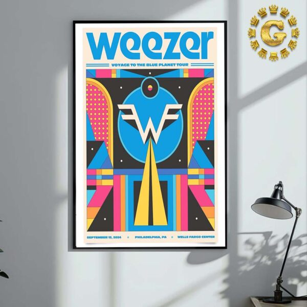 Weezer Band Yoyage To The Blue Planet Tour Tonight Poster At Wells Fargo Center In Philadelphia PA On September 13th 2024 Home Decor Poster Canvas