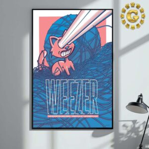 Weezer Tonight Poster At Bon Secours Wellness Arena In GreenVille SC On September 18th 2024 The Cat Artwork Home Decor Poster Canvas