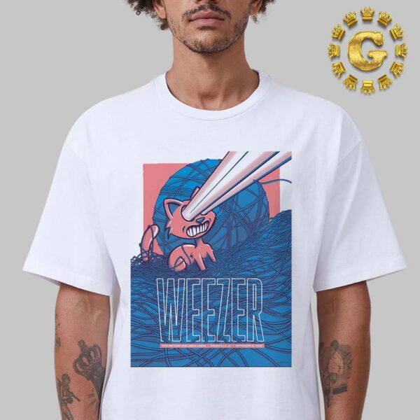 Weezer Tonight Poster At Bon Secours Wellness Arena In GreenVille SC On September 18th 2024 The Cat Artwork Unisex T-Shirt