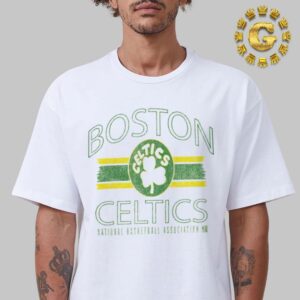 Boston Celtics Striped Logo Lockup National Basketball Association Unisex T-Shirt