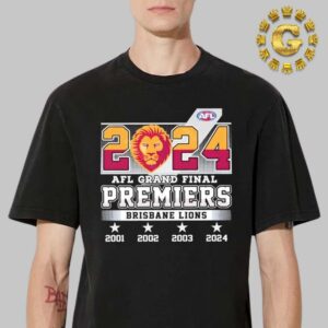 Brisbane Lions 2024 Afl Grand Final Premiers 2001 2002 2003 2024 Unisex T-Shirt