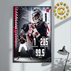 CJ Stroud From Houston Texans Reach 1 Touchdown 285 Passingyards 99.5 Rating NFL Home Decor Poster Canvas