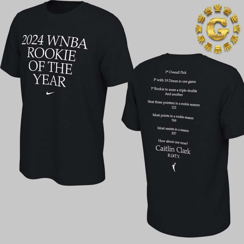 Caitlin Clark Indiana Fever Nike Black 2024 WNBA Rookie Of The Year Two Sides Print Unisex T Shirt