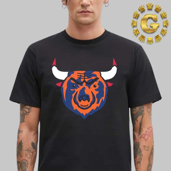 Chicago Bears And Chicago Bulls Combined NFL x NBA Logos Chicago Sport Teams Unisex T-Shirt