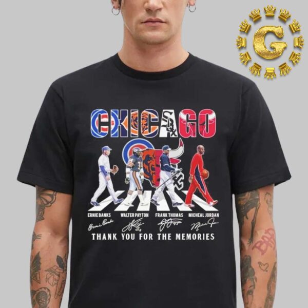 Chicago Cubs Chicago Bears Chicago Bulls Proud Thank You For The Memories Walking Signatures 2024 Classic T-Shirt