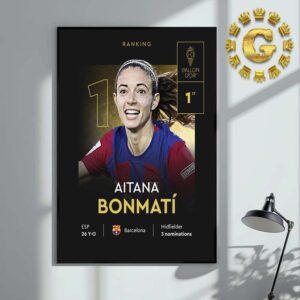 Congrats Aitana Bonmati Is The 2024 Women’s Ballon D’or 1st Barcelona Midfielder 3 Nominations Home Decor Poster Canvas