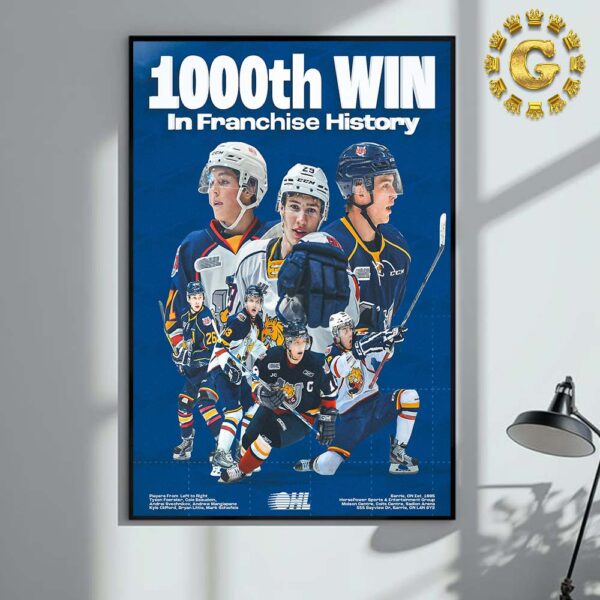 Congrats To Barrie Colts Has 1000th Win In Franchise History NHL Home Decor Poster Canvas