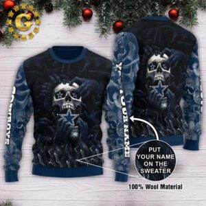 Dallas Cowboys Dead Skull Personalized Dallas Cowboys Ugly Christmas Sweater Gift For Holiday