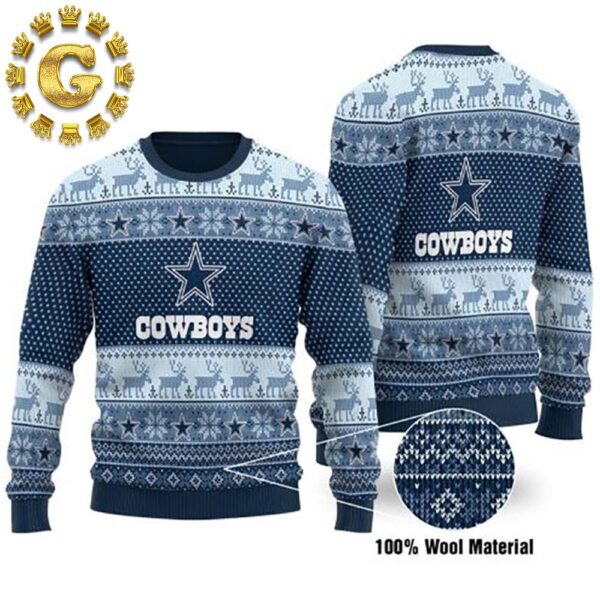 Dallas Cowboys Deer Pattern Gift For Fan Cowboys Xmas 2024 Holiday Gift Ugly Christmas Sweater