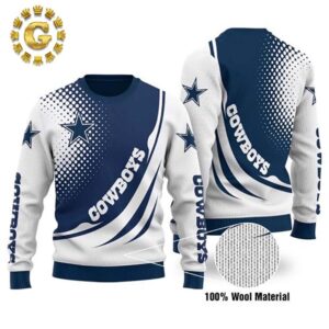 Dallas Cowboys Dot Scratch Sweater All Over Print Gift For NFL Fan Cowboys Panttern Classic Knitted White Christmas Ugly Sweater