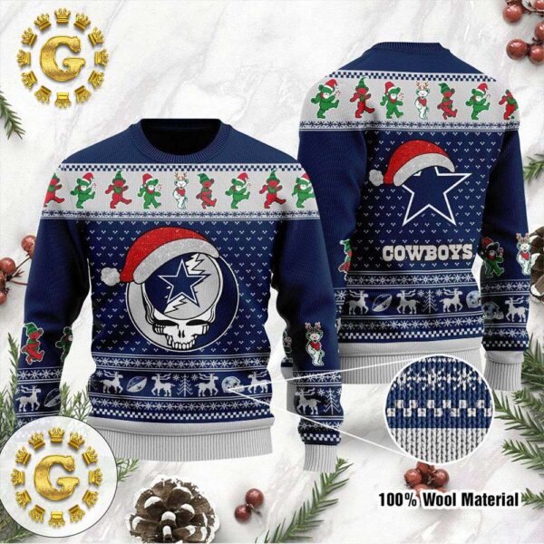 Dallas Cowboys Grateful Dead Bear Dallas Cowboys Ugly Christmas Sweater Gift For Holiday