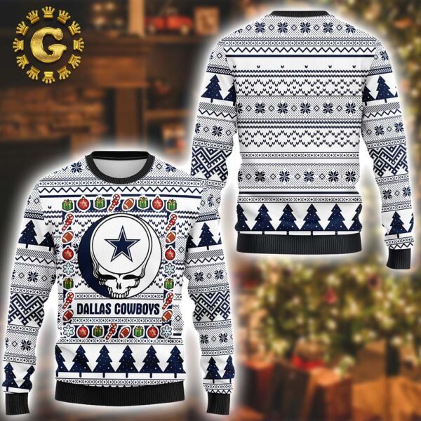 Dallas Cowboys Grateful Dead NFL Dallas Cowboys Xmas 2024 Holiday Gift Ugly Christmas Sweater