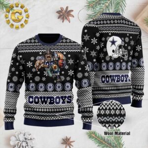 Dallas Cowboys Mascot Printed Black Dallas Cowboys 2024 Ugly Christmas Sweater