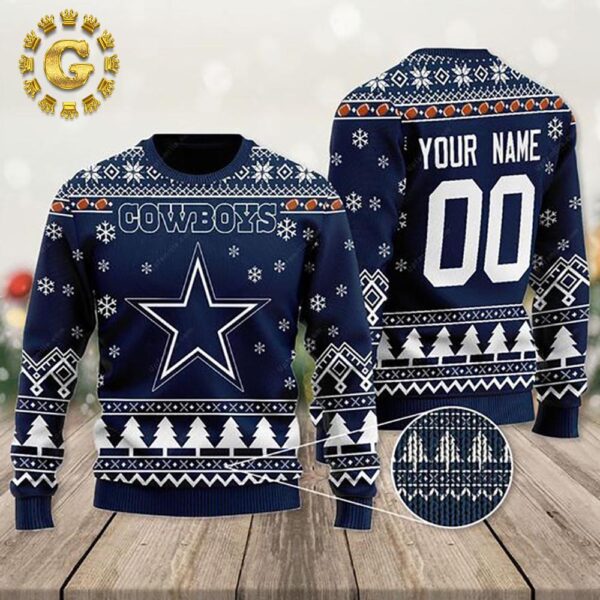 Dallas Cowboys Personalized NFL Dallas Cowboys Snowflake Pattern Classic Gift For Fans Christmas Ugly Sweater