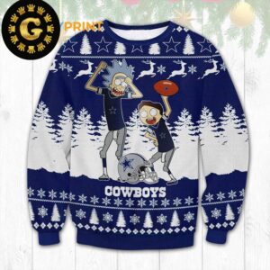 Dallas Cowboys Rick Morty Cartoon Football Christmas Cowboys Pattern Classic Gift For Fans Christmas Ugly Sweater