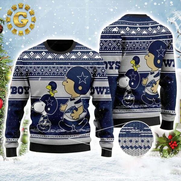 Dallas Cowboys Snoopy Charlie Brown Cowboys Pattern Classic Gift For Fans Christmas Ugly Sweater