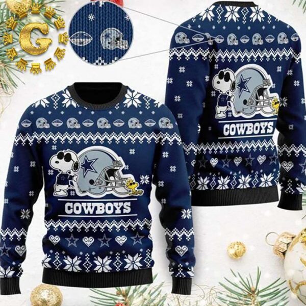 Dallas Cowboys The Snoopy Show Football Helmet NFL Dallas Cowboys Ugly Christmas Sweater Gift For Holiday