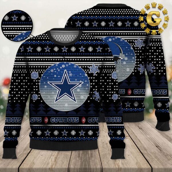 Dallas Cowboys Vintage Night Cowboys Black Pattern Classic Gift For Fans Christmas Ugly Sweater