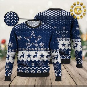 Dallas Cowboys Vintage Snowflakes Ugly Christmas Sweater Gift For Holiday