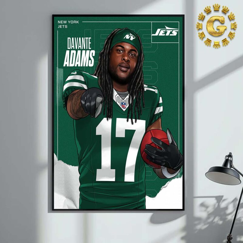 Davante Adams Number 17 From New York Jets NFL Home Decor Poster Canvas