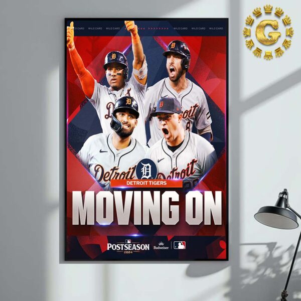 Detroit Tigers Moving On MLB Postseason 2024 Wild Card Home Decor Poster Canvas