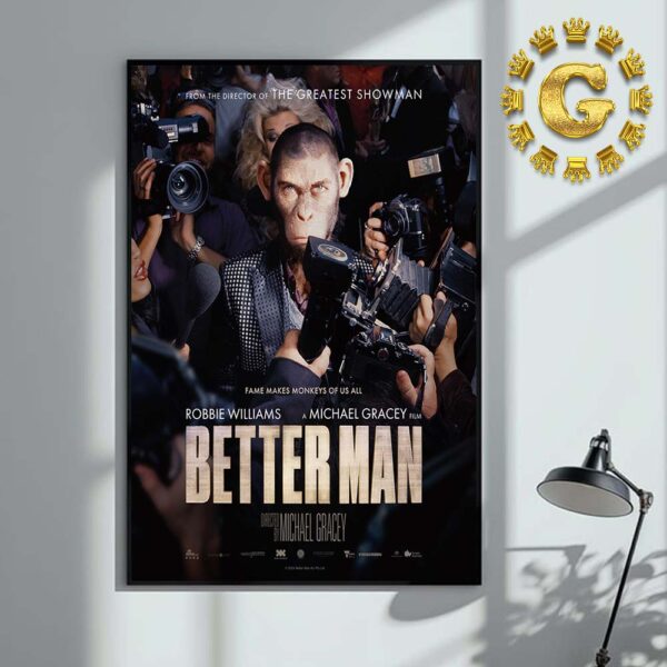 First Poster For Better Man The Robbie Williams Biopic Home Decor Poster Canvas