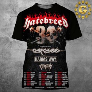 Hatebreed Band The 30th Anniversary With Special Guests Carcass And Caspian Dates List Tour 2024 All Over Print Shirt