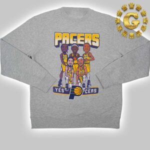 Indiana Pacers Starting 5 Caricature Crewneck Sweatshirt in Grey Classic Sweatshirt