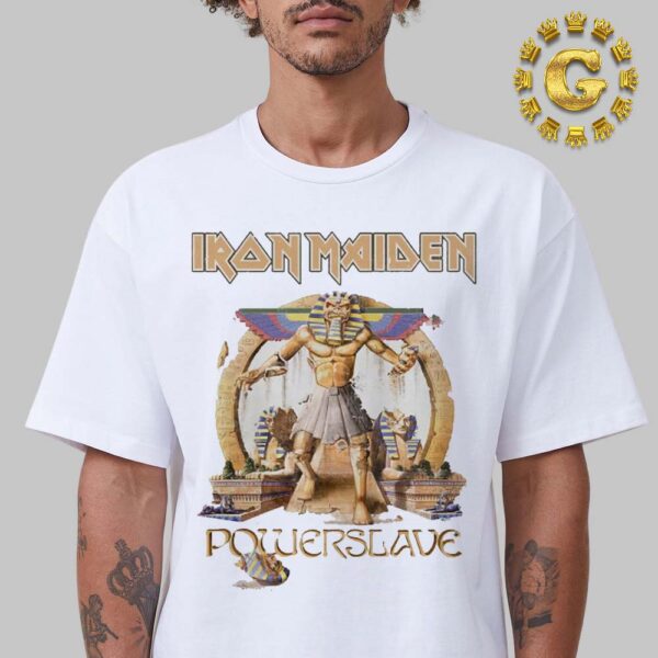 Iron Maiden Celebrate The 40th Anniversary Of Powerslave World Slavery Tour Powerslave Pharaoh Ivory Unisex T-Shirt