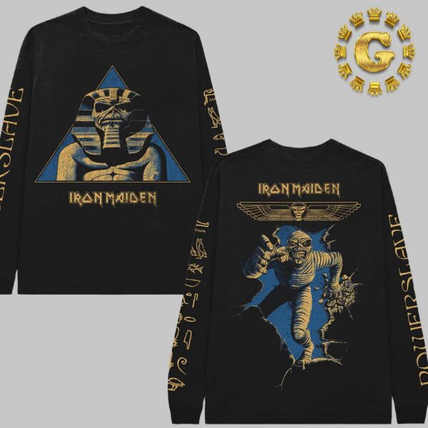 Iron Maiden Celebrate The 40th Anniversary Of Powerslave World Slavery Tour Pyramid Sphynx Longsleeve Tee