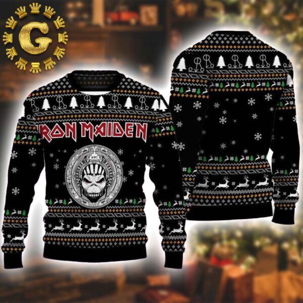 Iron Maiden Eddie The Head 2024 Panttern Classic Knitted White Christmas Ugly Sweater