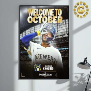 Jackson Chourio From Milwaukee Brewers Is 5th Youngest Player At The Time Of His First Postseason 2024 Home Run MLB Home Decor Poster Canvas