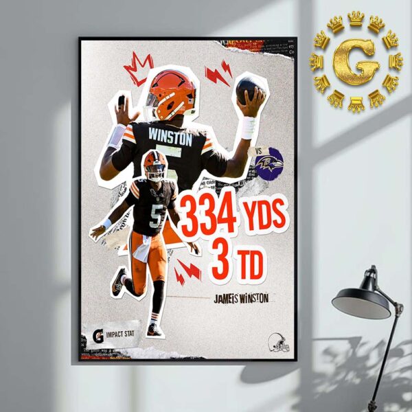 Jameis Winston From Cleveland Browns Reach 334 YDS 3TD NFL Home Decor Poster Canvas