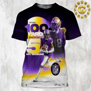 Justin Jefferson From Minnesota Vikings The Most 100 Yard Game In First 5 NFL Seasons All Over Print Shirt