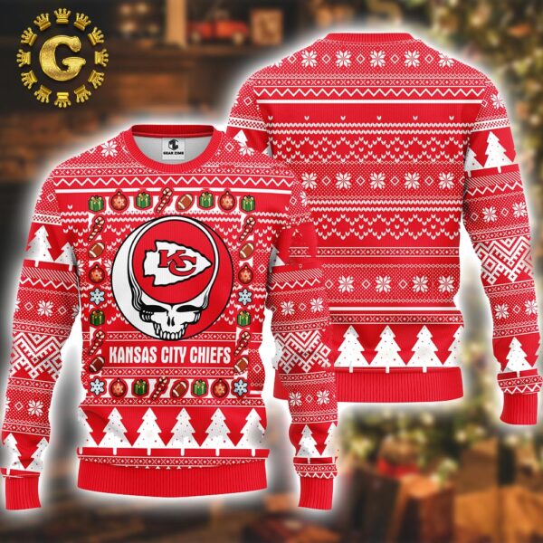 Kansas City Chiefs Grateful Dead Xmas 2024 Holiday Gift Ugly Christmas Sweater