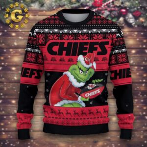 Kansas City Chiefs Grinch Stolen Black Xmas 2024 Holiday Gift Ugly Christmas Sweater