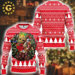 Kansas City Chiefs Groot Hug Christmas NFL Pattern Classic Gift For Fans Christmas Ugly Sweater