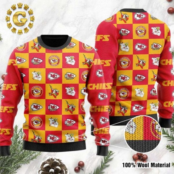 Kansas City Chiefs Logo Checkered Flannel Ugly Sweater – KC Chiefs Ugly Christmas Sweater Gift For Holiday