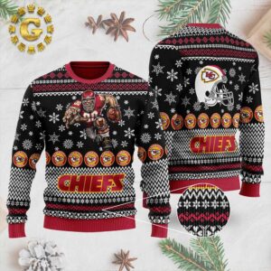 Kansas City Chiefs Mascot Player Black 2024 Ugly Christmas Sweater