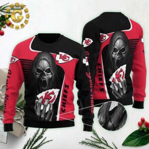 Kansas City Chiefs The Death Skull Gift For Fan Pattern Ugly Christmas Sweater