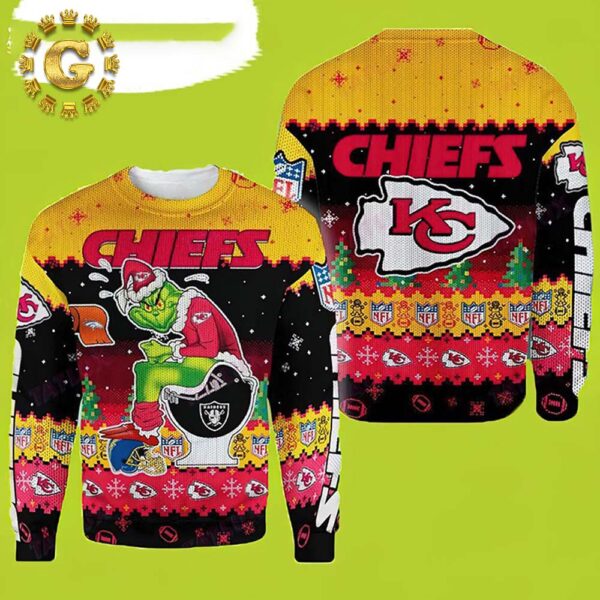 Kansas City Chiefs The Grinch Toilet American Football NFL Ugly Sweater – Chiefs Christmas Sweater Gift For Holiday