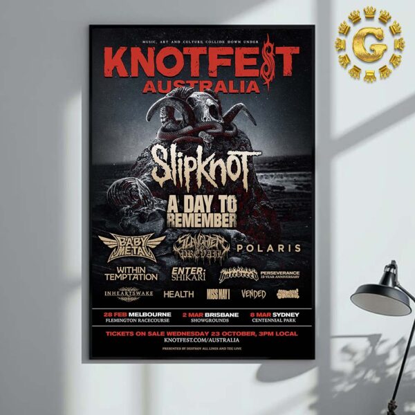 Knotfest Australia Poster Slipknot A Day To Remember In Australia On October 23th 2024 Home Decor Poster Canvas