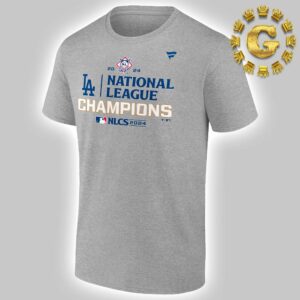 Los Angeles Dodgers Fanatics Heather Gray 2024 National League Champions Locker Room Unisex T-Shirt