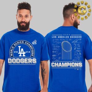 Los Angeles Dodgers Fanatics Royal 2024 World Series Champions Signature Roster Two Sides T-Shirt