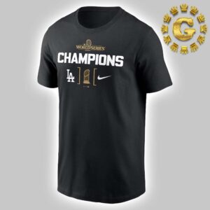 Los Angeles Dodgers Nike Black 2024 World Series Champions Trophy Unisex T-Shirt