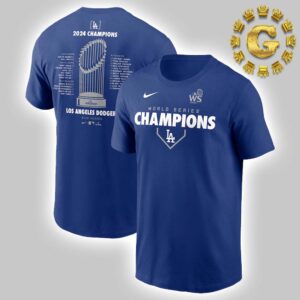 Los Angeles Dodgers Nike Royal 2024 World Series Champions Roster Two Side Unisex T-Shirt