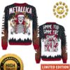 Metallica Logo With Santa Hat Reindeer Black And Red Panttern Classic Knitted White Christmas Ugly Sweater