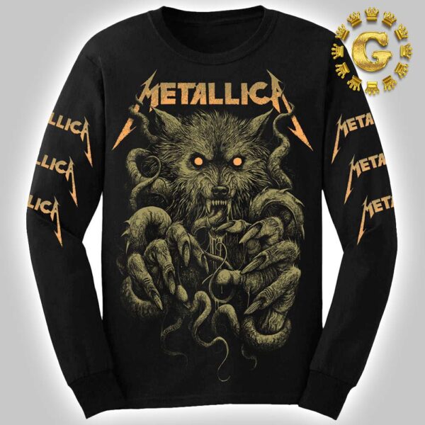 Metallica Of Wolf and Ktulu by Rob Borbas Black Unisex Long Sleeve Shirt