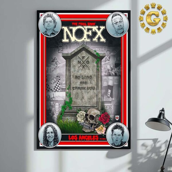 NOFX The Final Show Official Poster So Long And Thank You In Los Angeles On October 6th 2024 Home Decor Poster Canvas